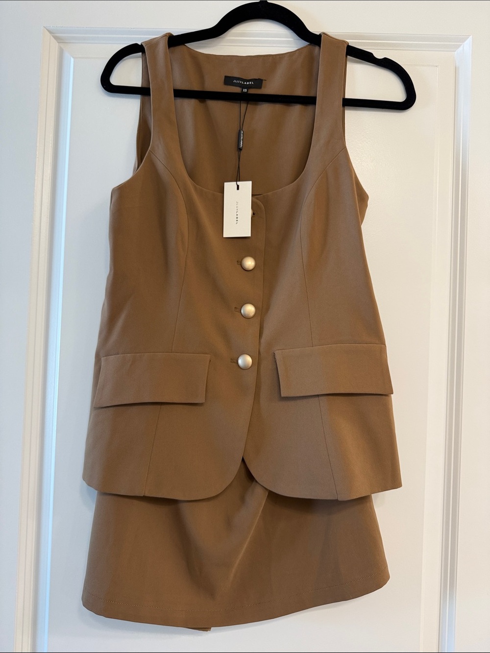 JLUXLABEL Tan Sleeveless Skort Romper